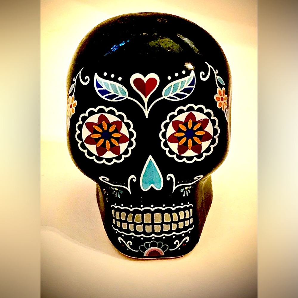 Sugar Skull Salt  Shaker Día De Los Muertos Black 3x2"